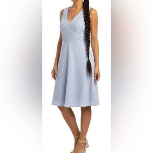 J CREW Pleated Chevron Dress in Soft Blue